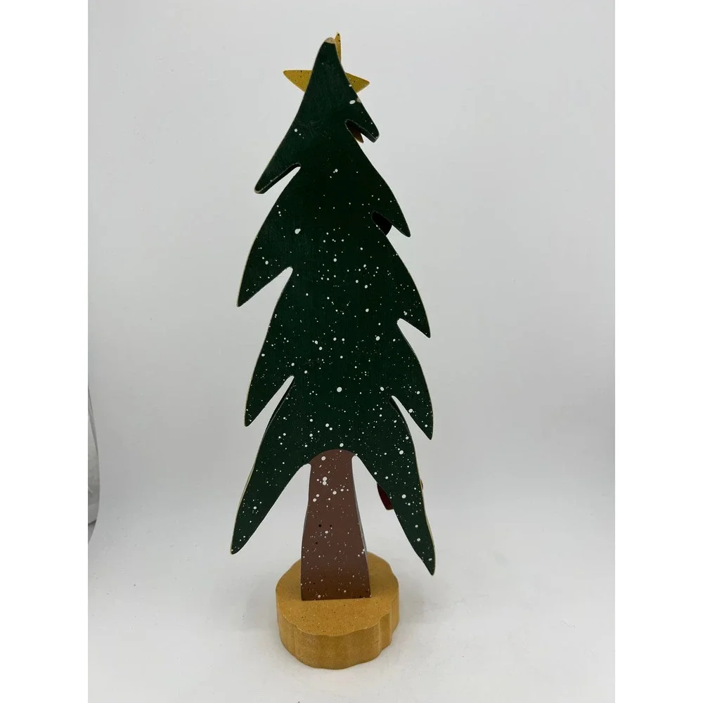 Wooden Christmas‎ Tree Vintage Hand Painted Hearts Stars Decoration Decor